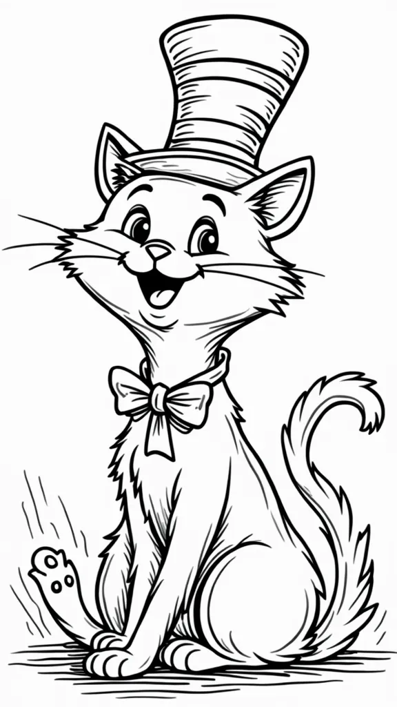 cat and the hat printable coloring pages